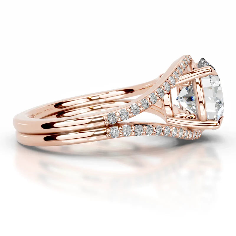 Rose :: Premium round halo lab diamond ring Zenvira IGI certified engagement