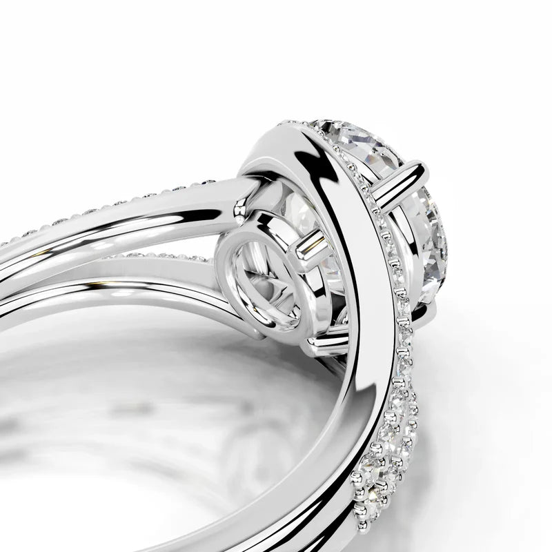 White :: Elegant round halo Zenvira lab diamond ring IGI certified engagement