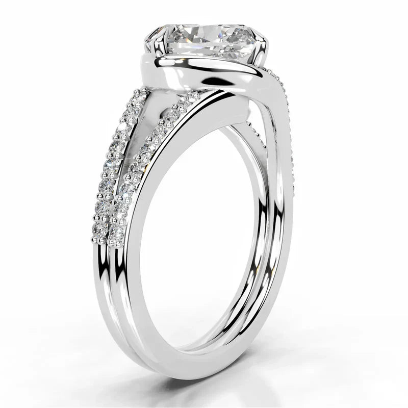 White :: Square cushion halo lab diamond ring Zenvira IGI certified engagement jewelry