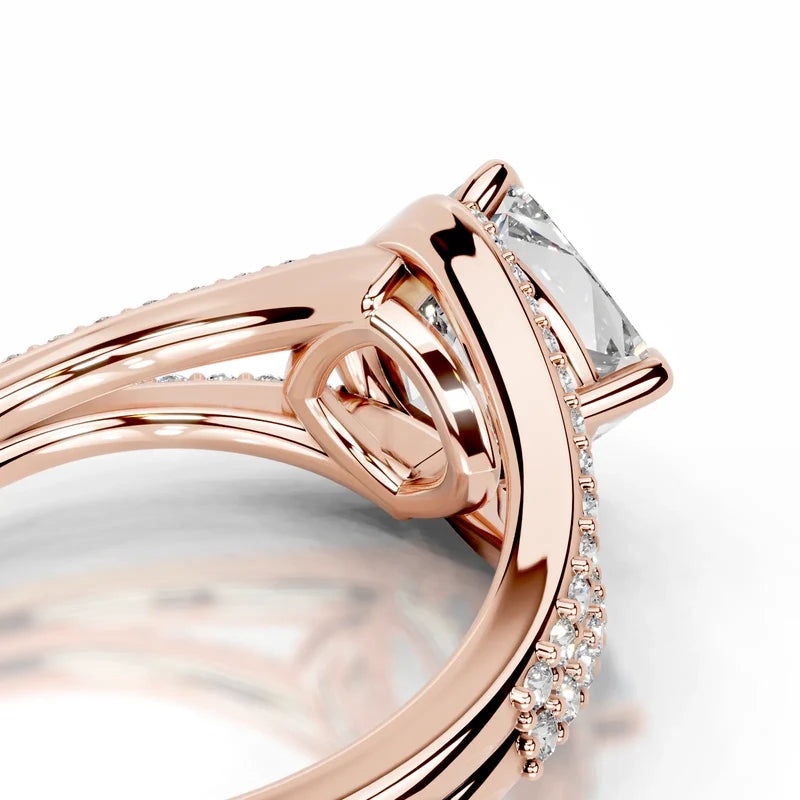 Rose :: Zenvira square cushion halo lab grown diamond ring fine jewelry for proposal