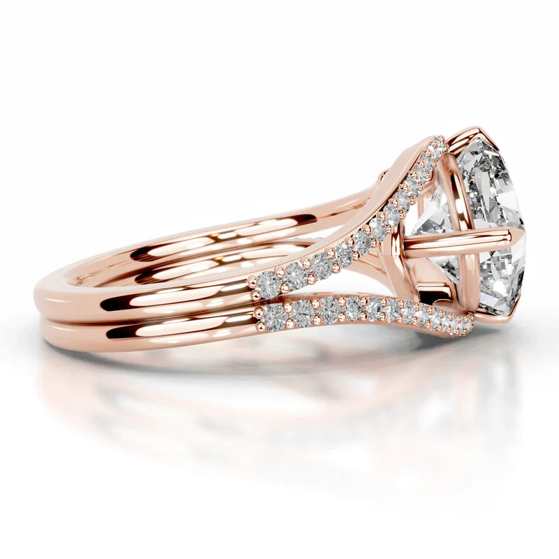 Rose :: Premium square cushion halo lab diamond ring Zenvira IGI certified engagement