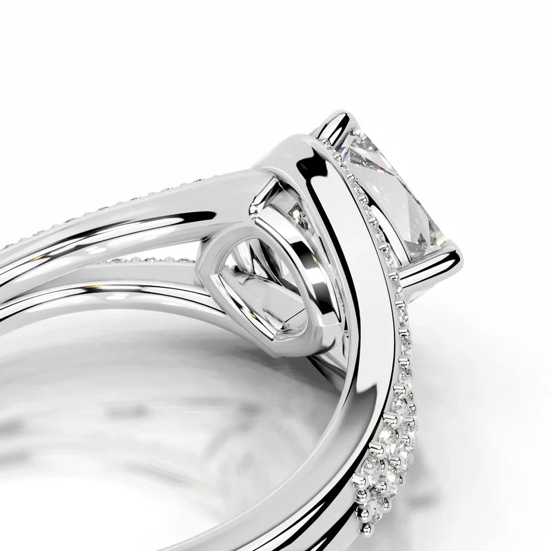 White :: IGI certified Zenvira square cushion lab grown diamond ring halo setting