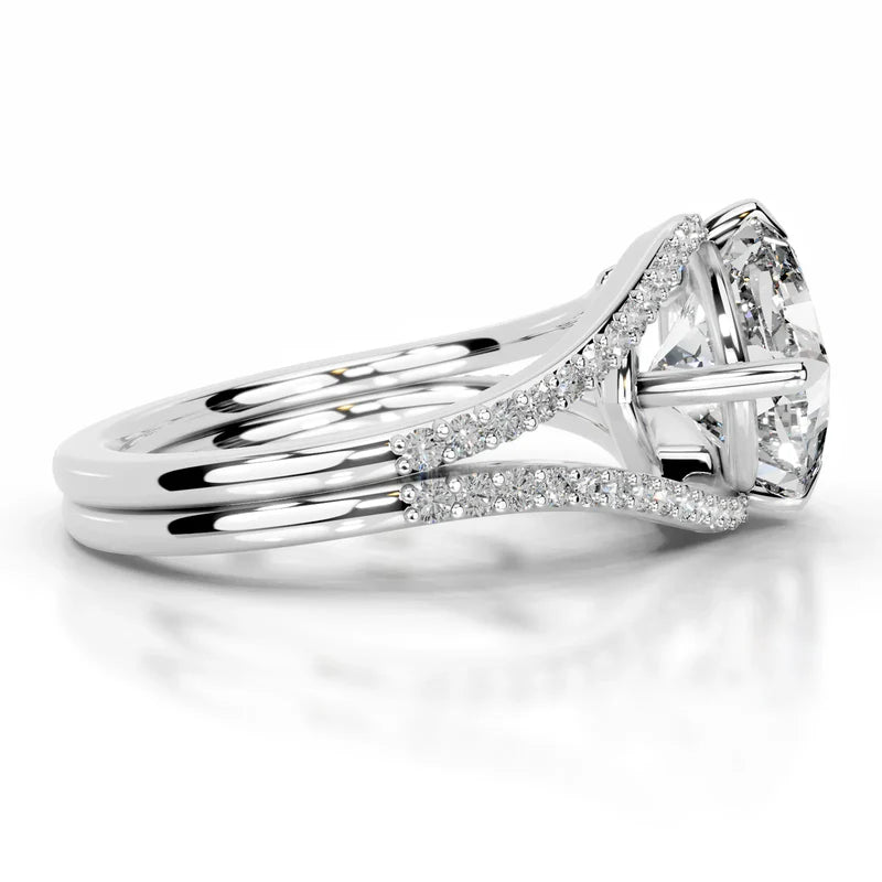 White :: Elegant square cushion halo Zenvira lab diamond ring IGI certified engagement