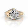 Yellow :: Sparkling square cushion halo lab diamond ring Zenvira elegant design