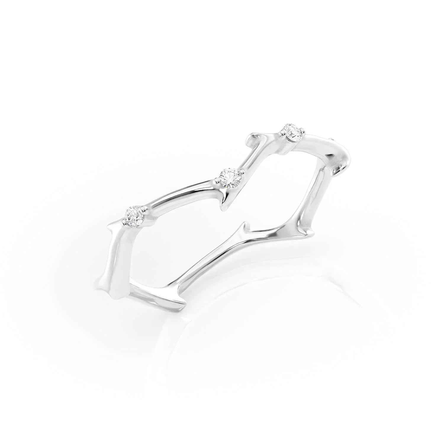 0.04 Round Lab Grown Diamond Mini Twig Wedding Band | IGI Certified