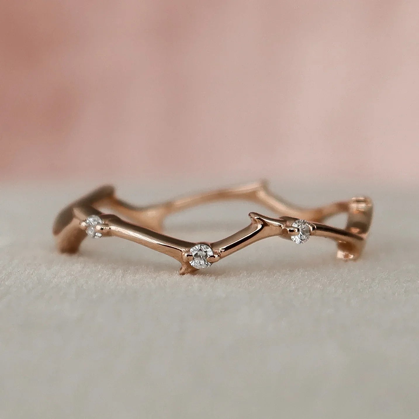 0.04 Round Lab Grown Diamond Mini Twig Wedding Band | IGI Certified