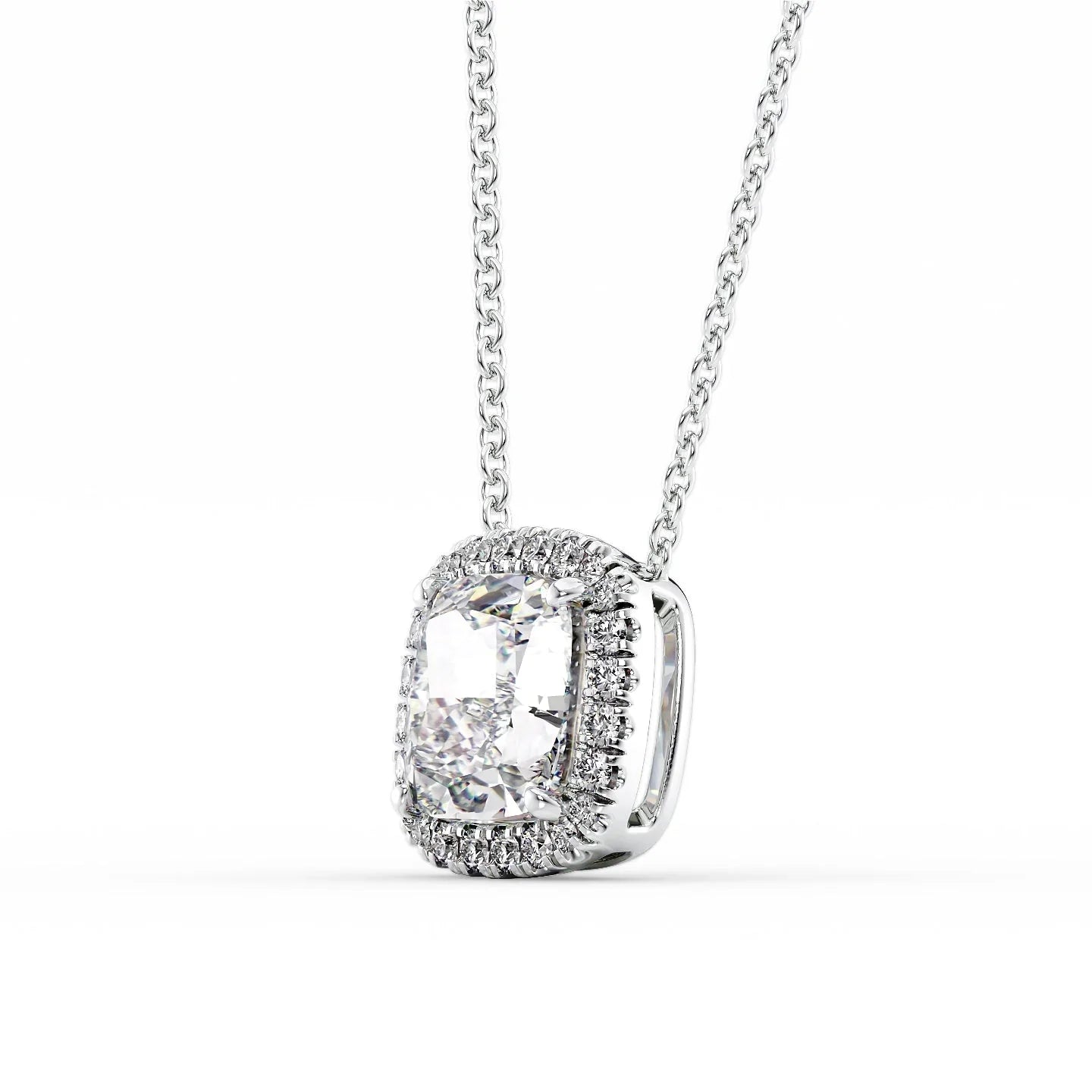 white :: timeless Arianza diamond halo necklace for women