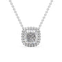 white :: elongated cushion halo necklace with exceptional fire