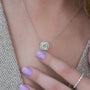 white :: fine jewelry lab grown diamond halo necklace by Arianza