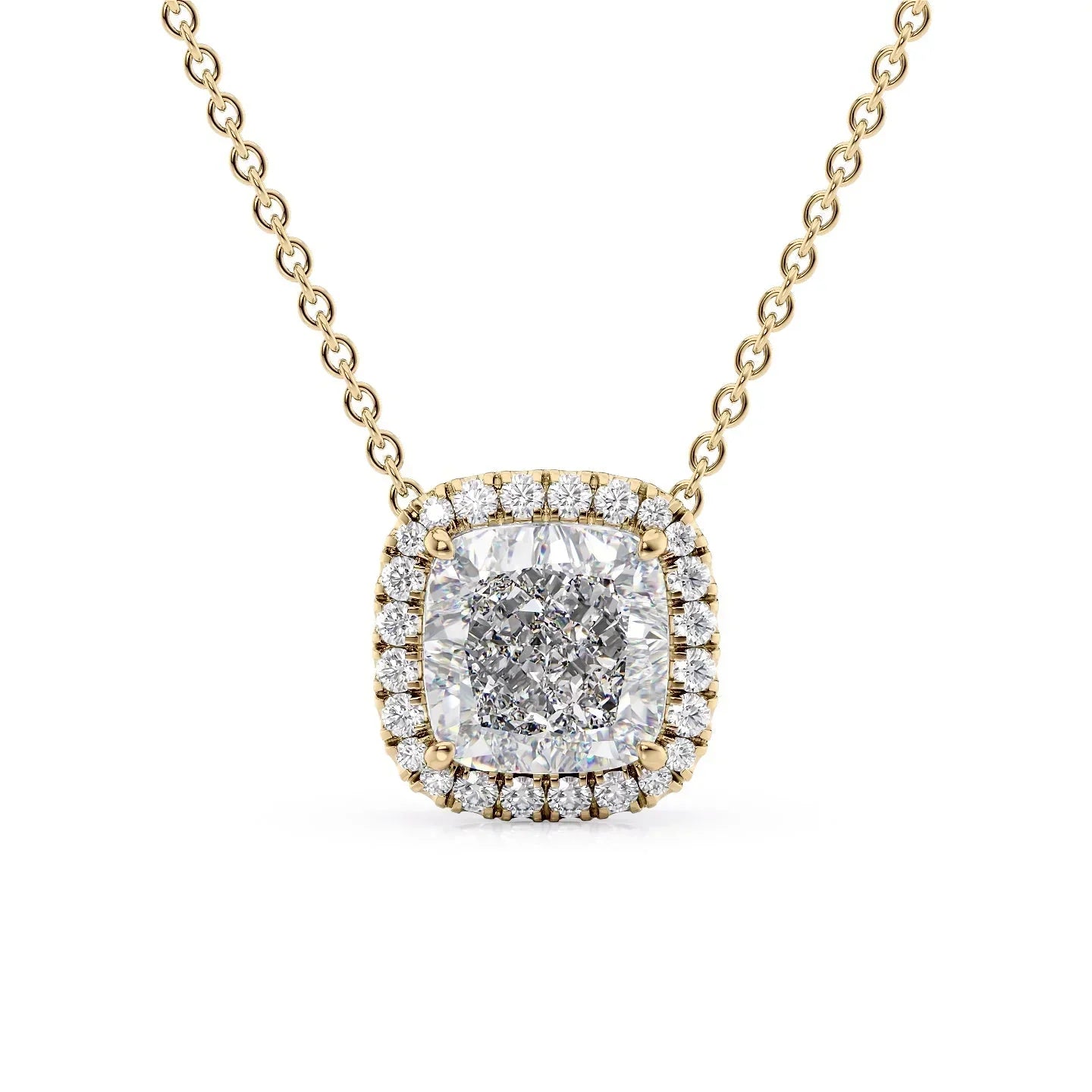 yellow :: princess halo necklace crafted with lab grown diamonds