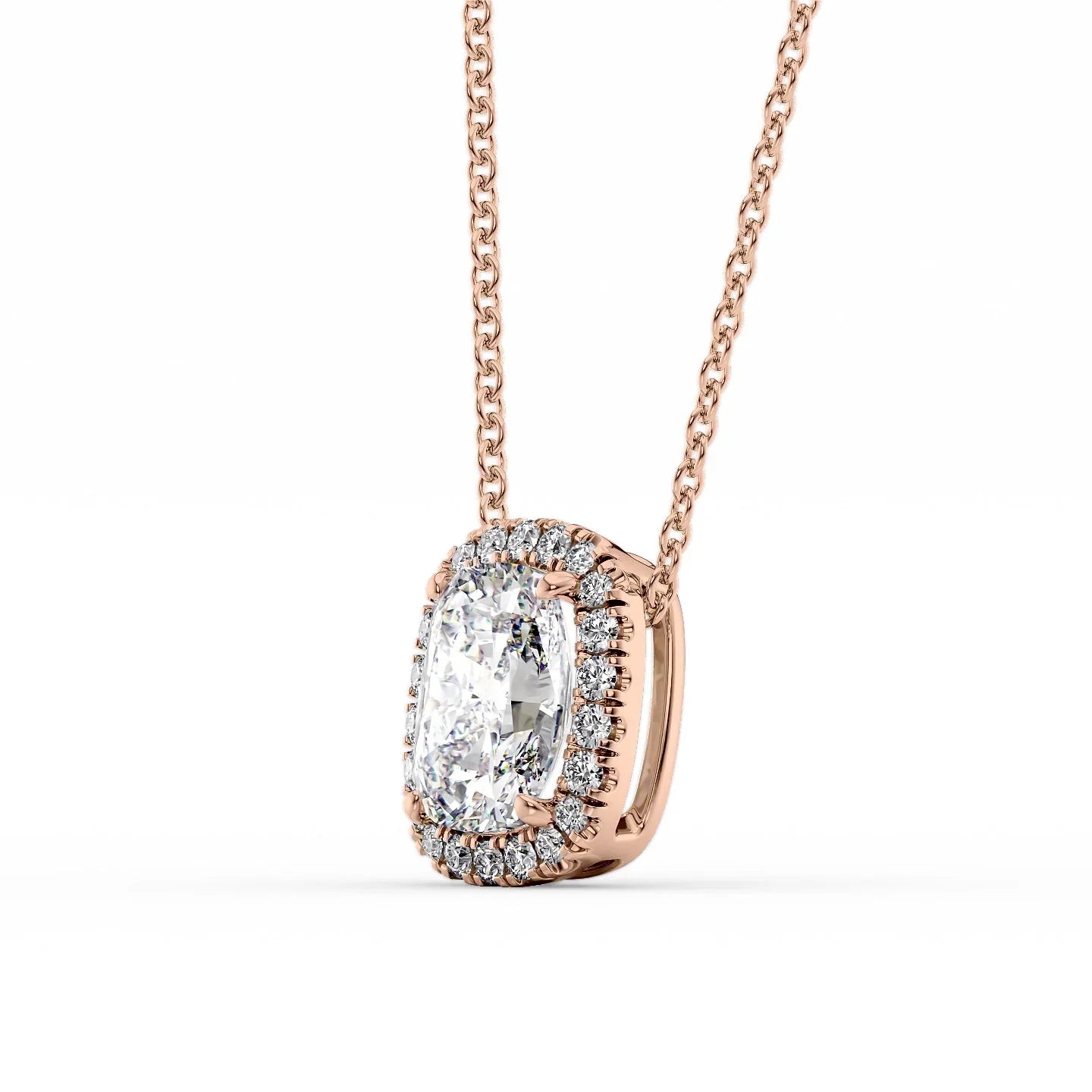 rose :: captivating Arianza halo pendant necklace with enduring sparkle and luxury appeal