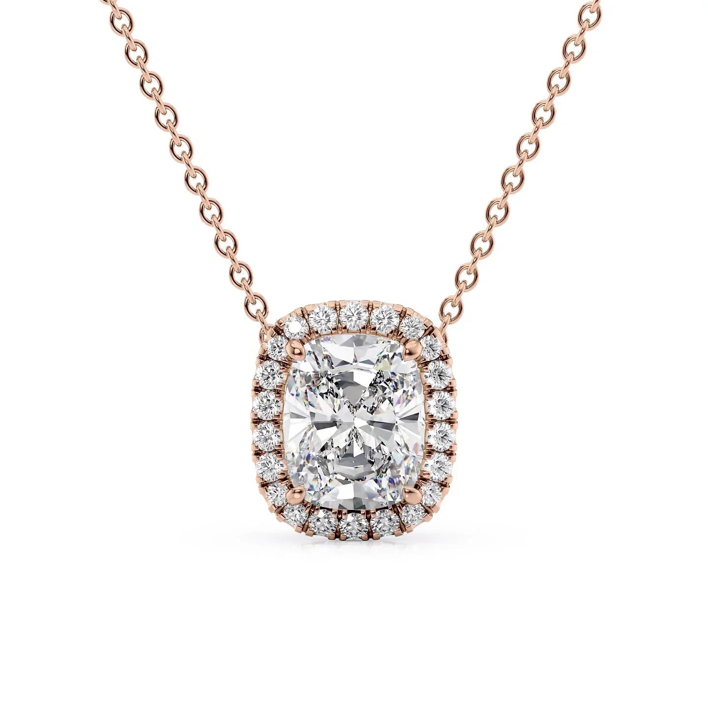 rose :: timeless Arianza diamond halo necklace for women