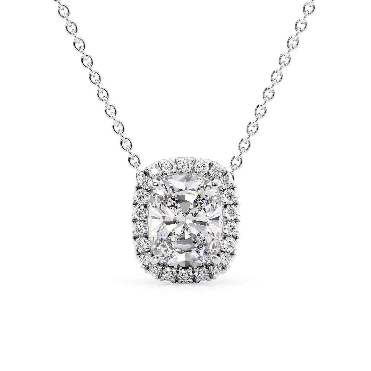 white :: sophisticated halo pendant necklace with refined finishing