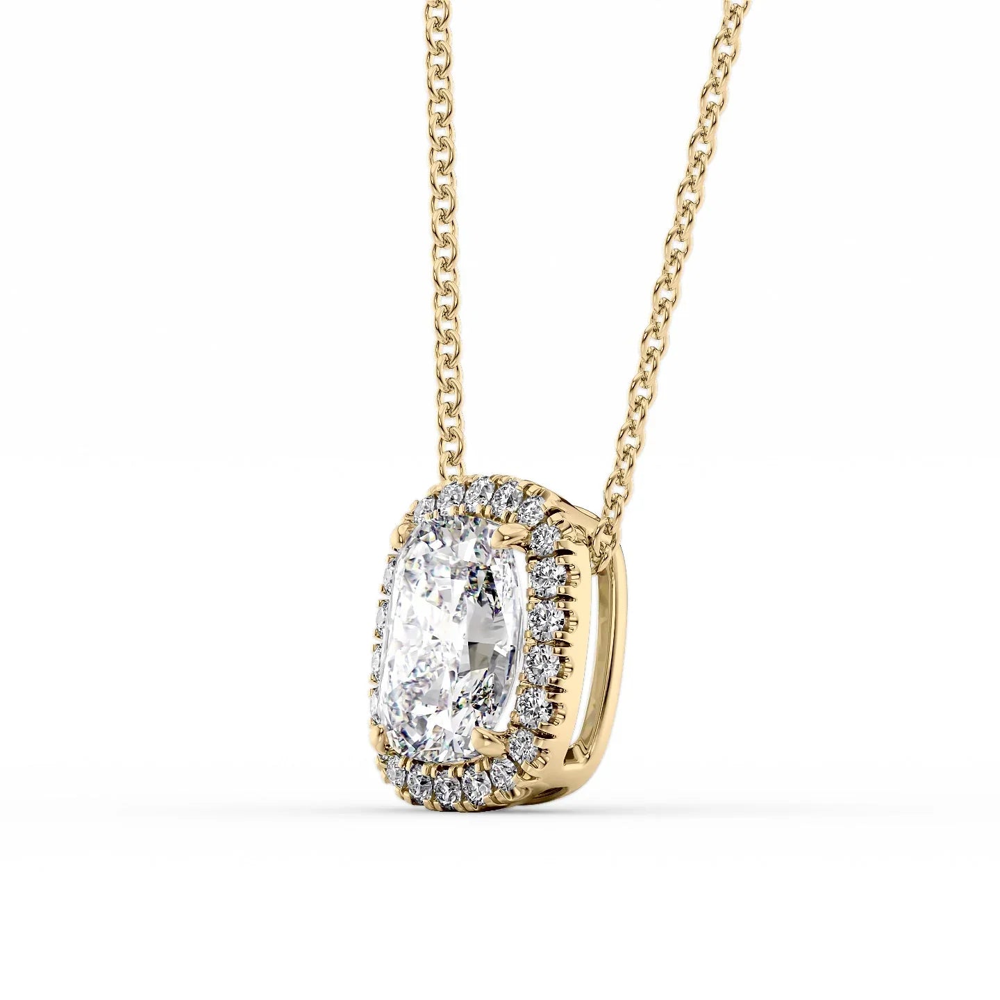 yellow :: elegant Arianza diamond necklace with halo detailing