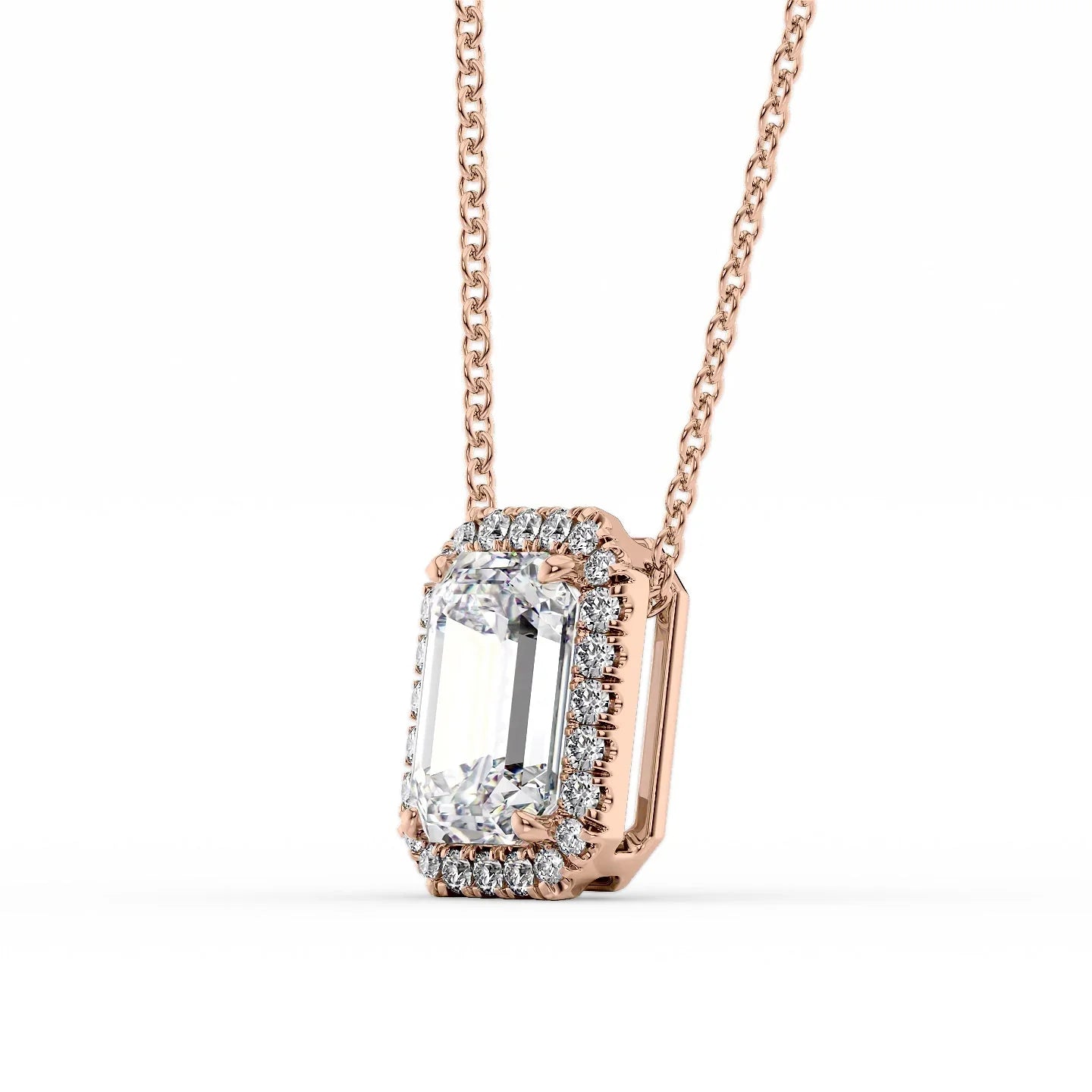 rose :: elongated cushion halo pendant with modern sophistication