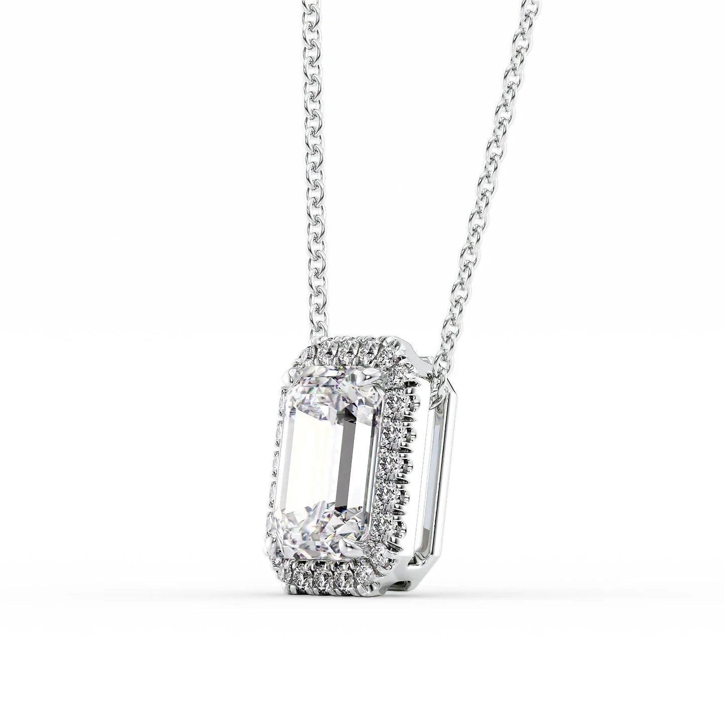 white :: oval halo pendant necklace with timeless appeal