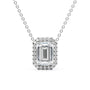 white :: emerald cut halo pendant necklace with premium sparkle