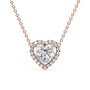 rose :: 0.5 CT Arianza round halo pendant in premium rose gold