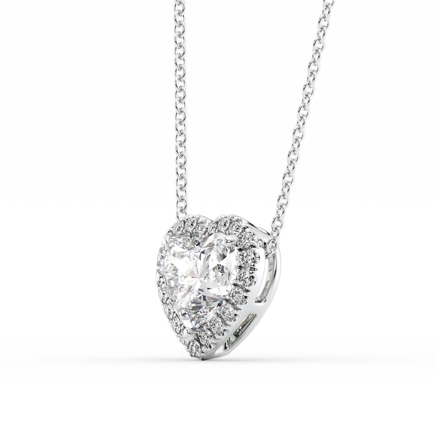 white :: 0.8 CT Arianza oval halo necklace with brilliant sparkle
