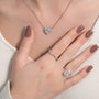 white :: 3 CT Arianza radiant halo necklace with luxury appeal