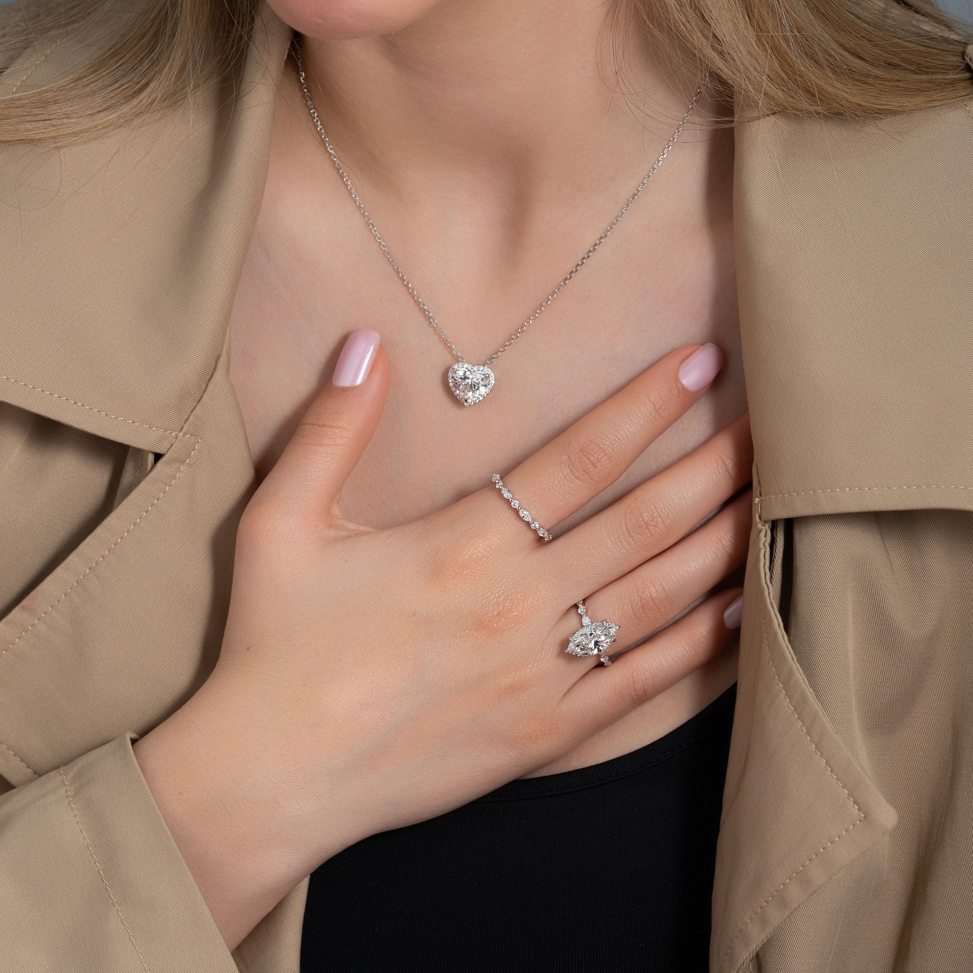 white :: 0.5 CT Arianza cushion diamond halo pendant necklace