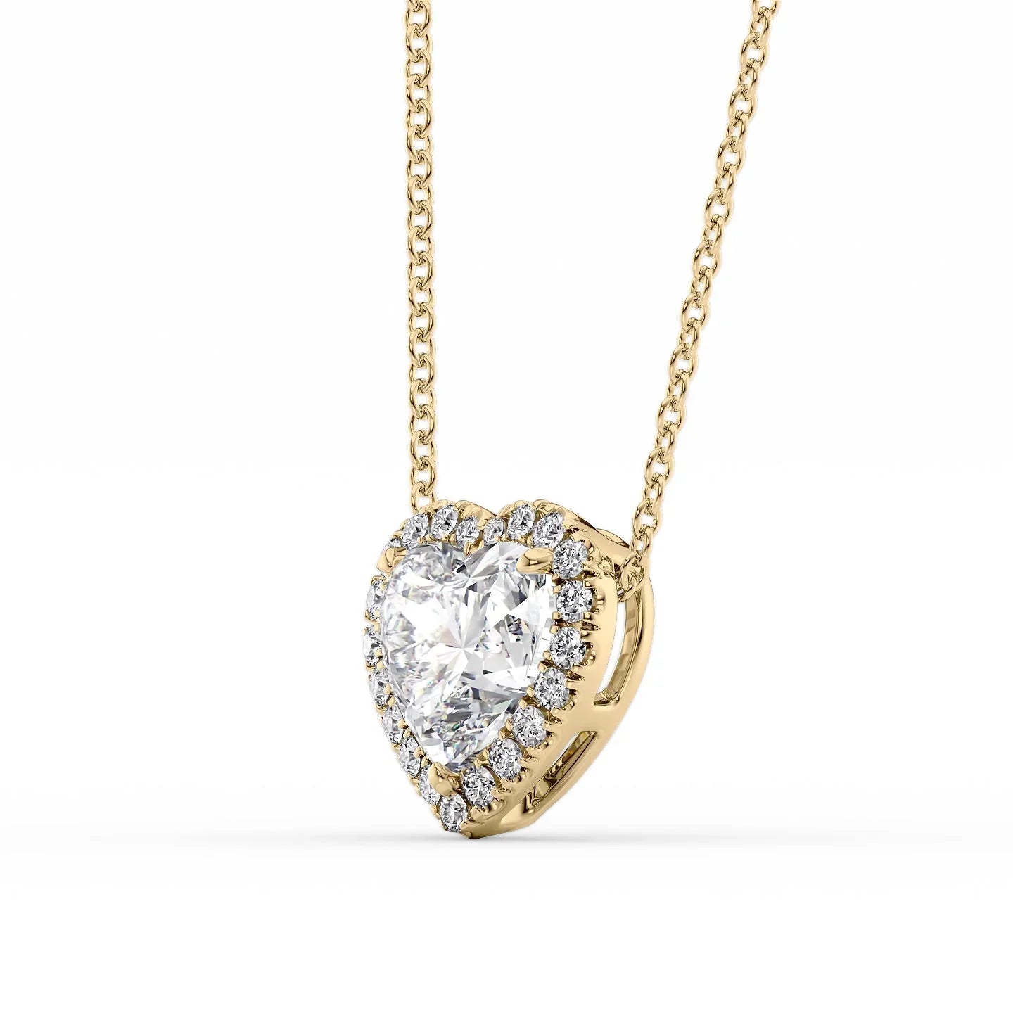 yellow :: 1.5 CT Arianza heart halo pendant with graceful brilliance