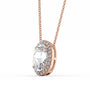 rose :: Arianza pear cut halo necklace with elegant rose gold styling