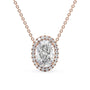rose :: Arianza 3 CT radiant lab grown diamond halo necklace crafted in rose gold