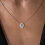 white :: Arianza 1 CT round brilliant lab diamond halo necklace