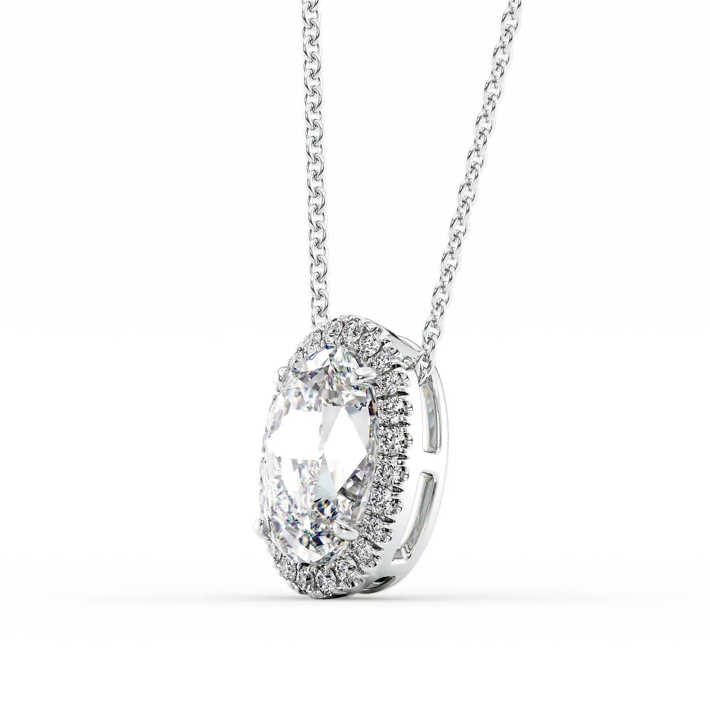 white :: Arianza pear cut halo necklace with elegant white gold styling