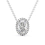 white :: Arianza 3 CT radiant lab grown diamond halo necklace crafted in white gold