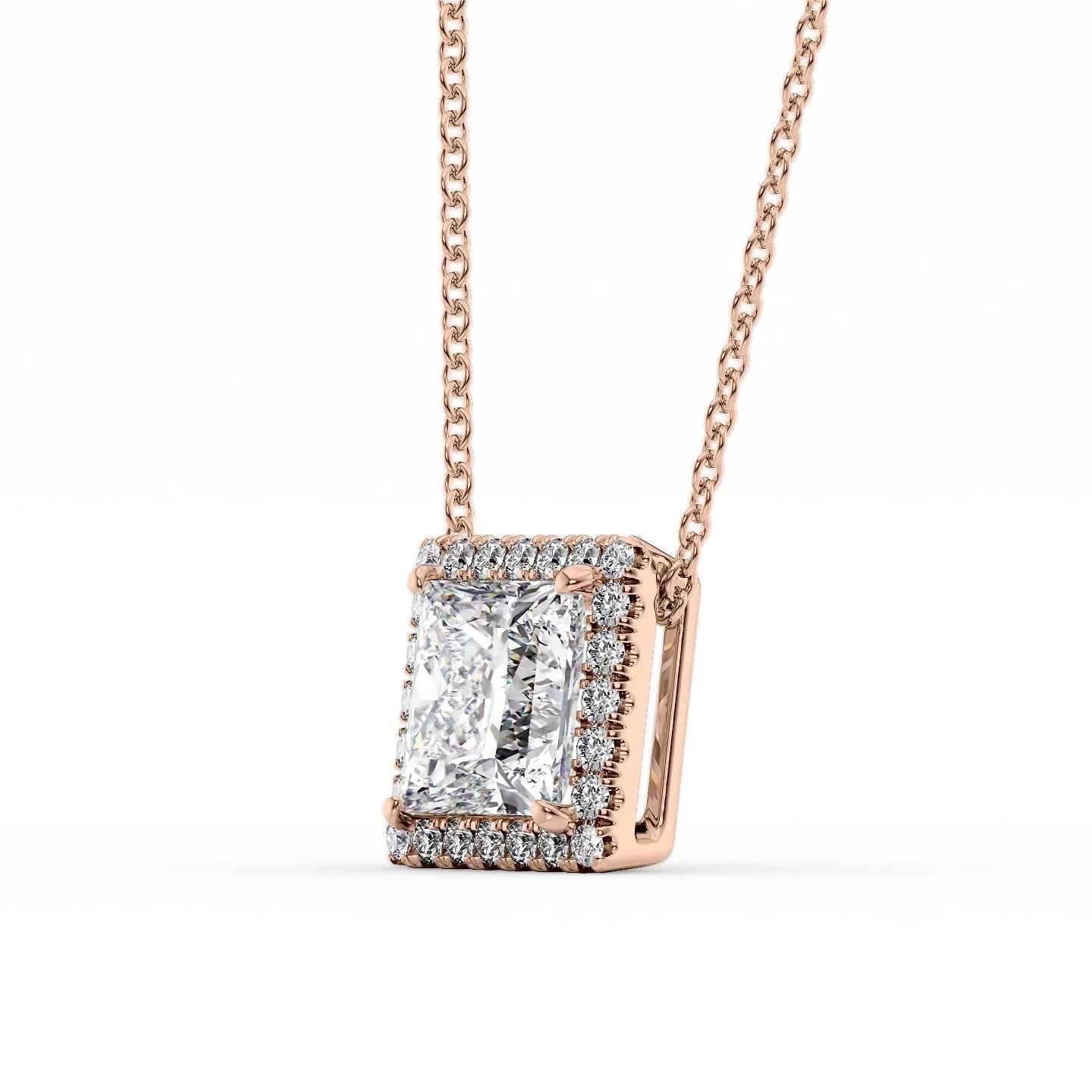 rose :: pear shaped halo necklace with refined brilliance