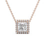 rose :: 3 CT Arianza radiant halo necklace with luxury appeal