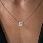 white :: pear shaped halo necklace with refined brilliance