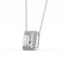 white :: princess cut halo necklace in elegant white gold
