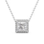 white :: 0.8 CT Arianza elongated cushion pendant with halo setting
