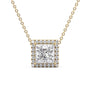 yellow :: 2 CT Arianza princess diamond halo necklace for women