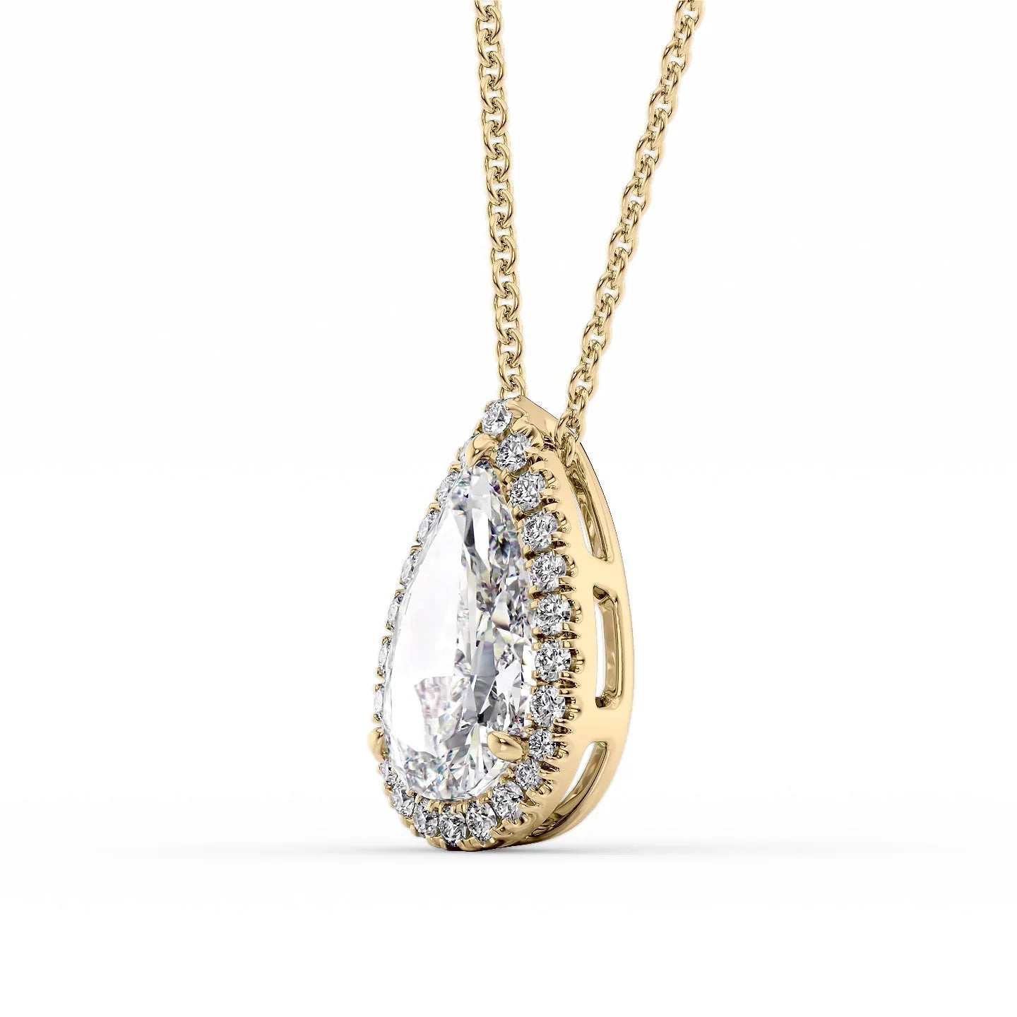 yellow :: Arianza radiant diamond halo necklace with exceptional fire
