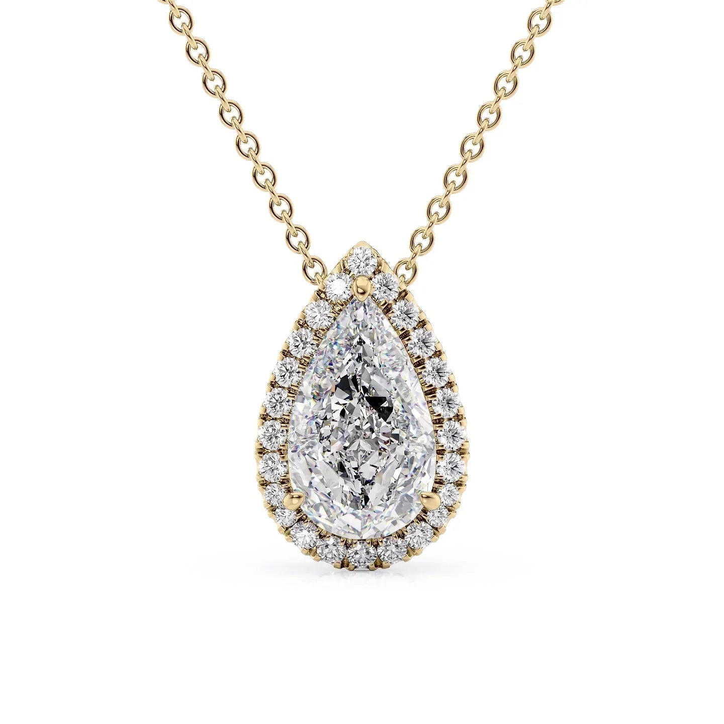 yellow :: Arianza oval halo pendant featuring IGI certified lab grown diamonds