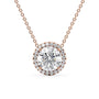 rose :: Arianza 0.5 CT round lab grown diamond halo pendant necklace in rose gold