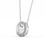 white :: Arianza 2.5 CT emerald cut lab grown diamond halo pendant in white gold