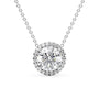 white :: Arianza 0.5 CT round lab grown diamond halo pendant necklace in white gold