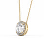 yellow :: Arianza 1.5 CT heart lab grown diamond halo pendant necklace in yellow gold