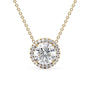 yellow :: Arianza 0.5 CT round lab grown diamond halo pendant necklace in yellow gold