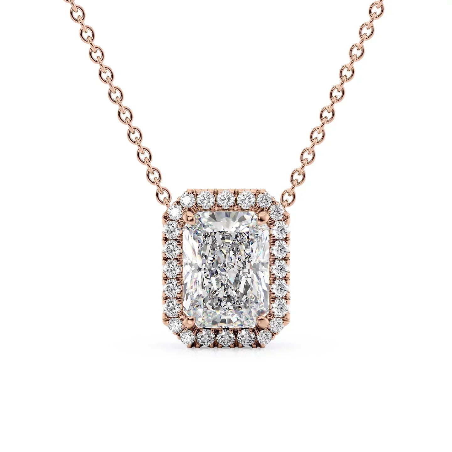 rose :: rose gold round halo necklace designed for elevated styling