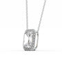 white :: cushion cut pendant necklace with elegant halo design