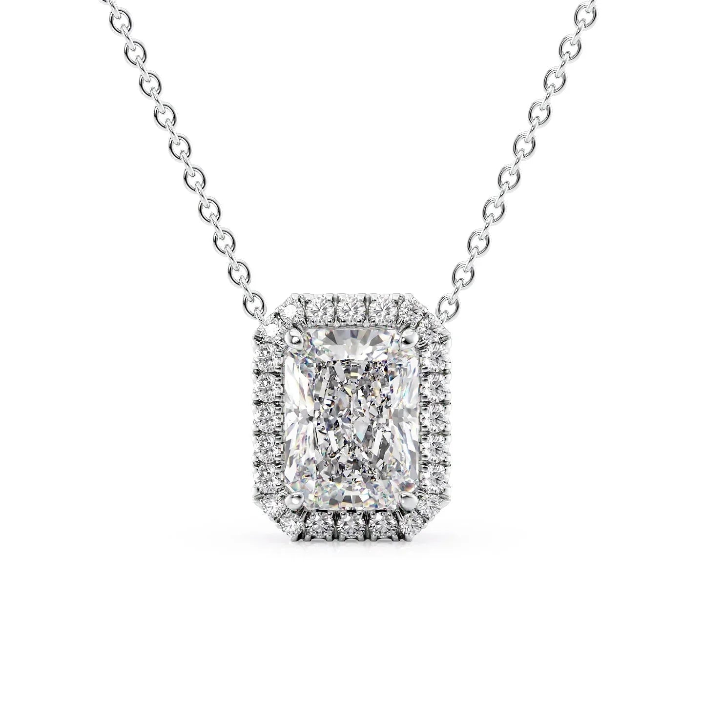 white :: pear diamond halo necklace with graceful sparkle