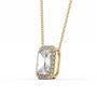 yellow :: heart shaped halo pendant in polished yellow gold