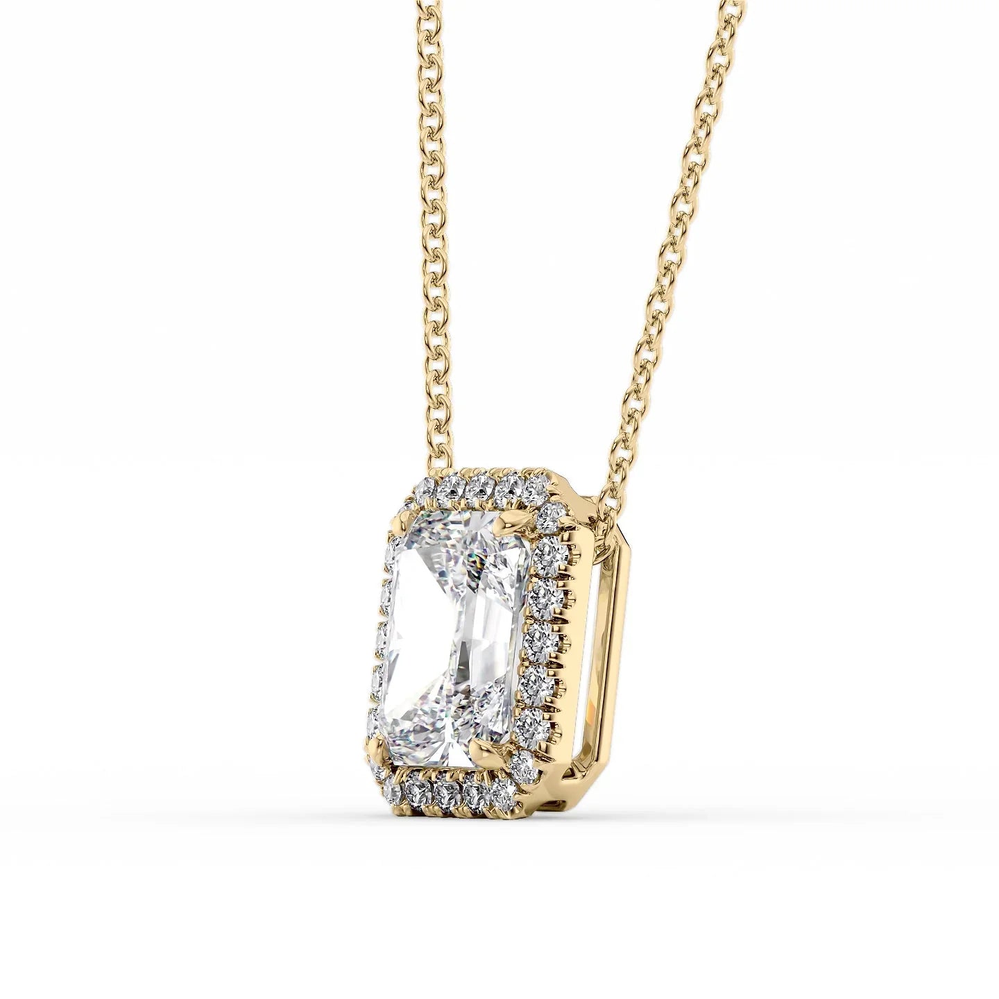 yellow :: heart shaped halo pendant in polished yellow gold