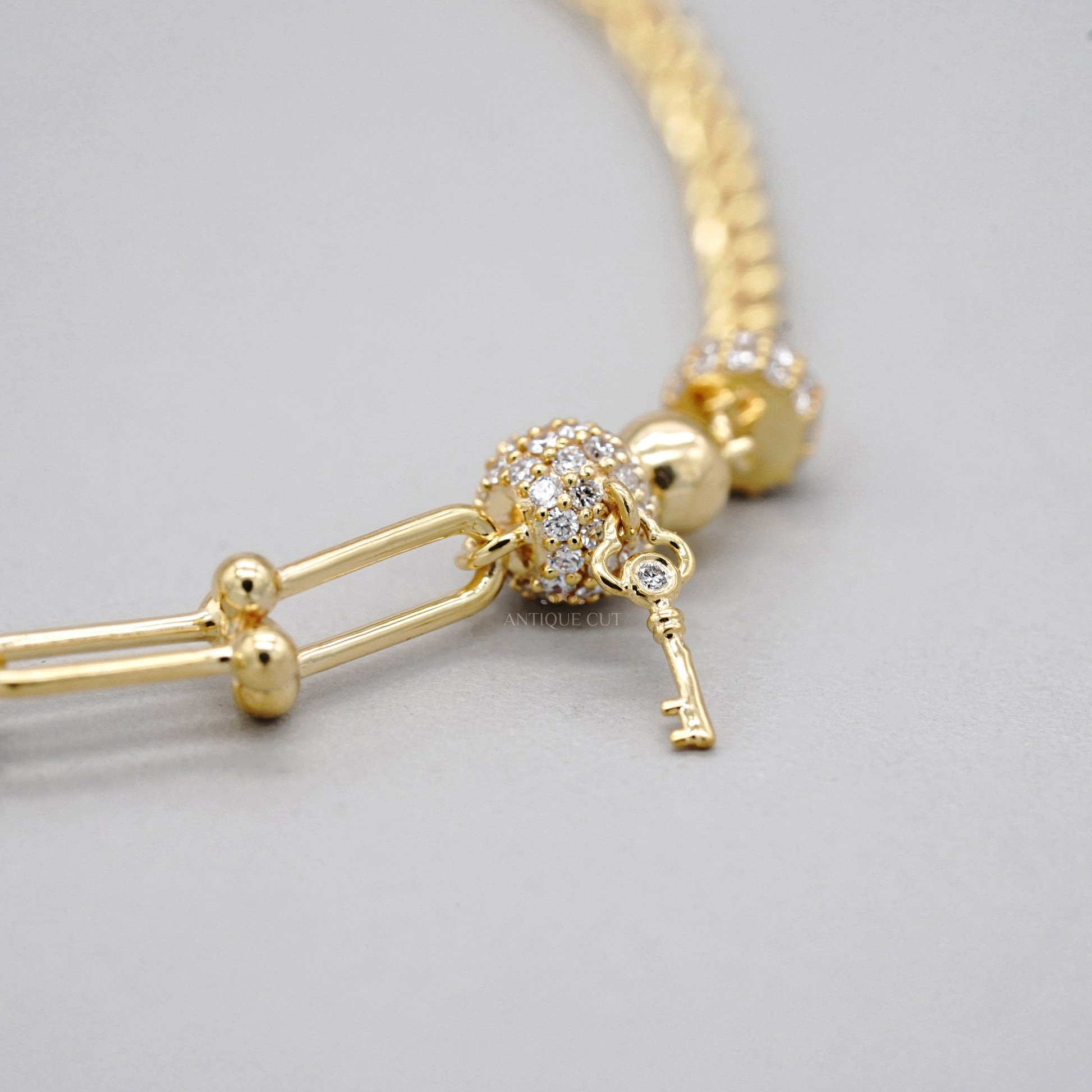 1.50tcw Diamond Charm Bracelet | Heart, Lock & Key | Round Cut | IGI Certified